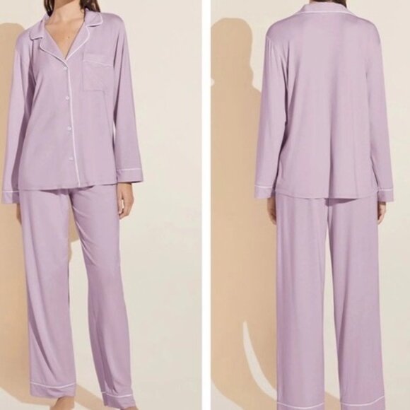 Eberjey Gisele The Long Pj Set NWT Small  Lavender/Ivory NEW Soft Pajamas 2pc - Picture 1 of 8